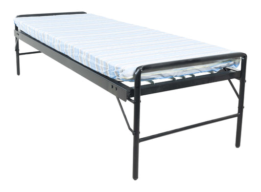 "Good Oldy" Black Army-Style Steel Bed with Retractable Legs
