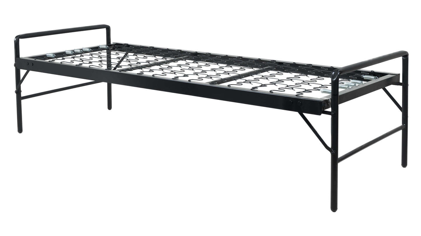 "Good Oldy" Black Army-Style Steel Bed with Retractable Legs