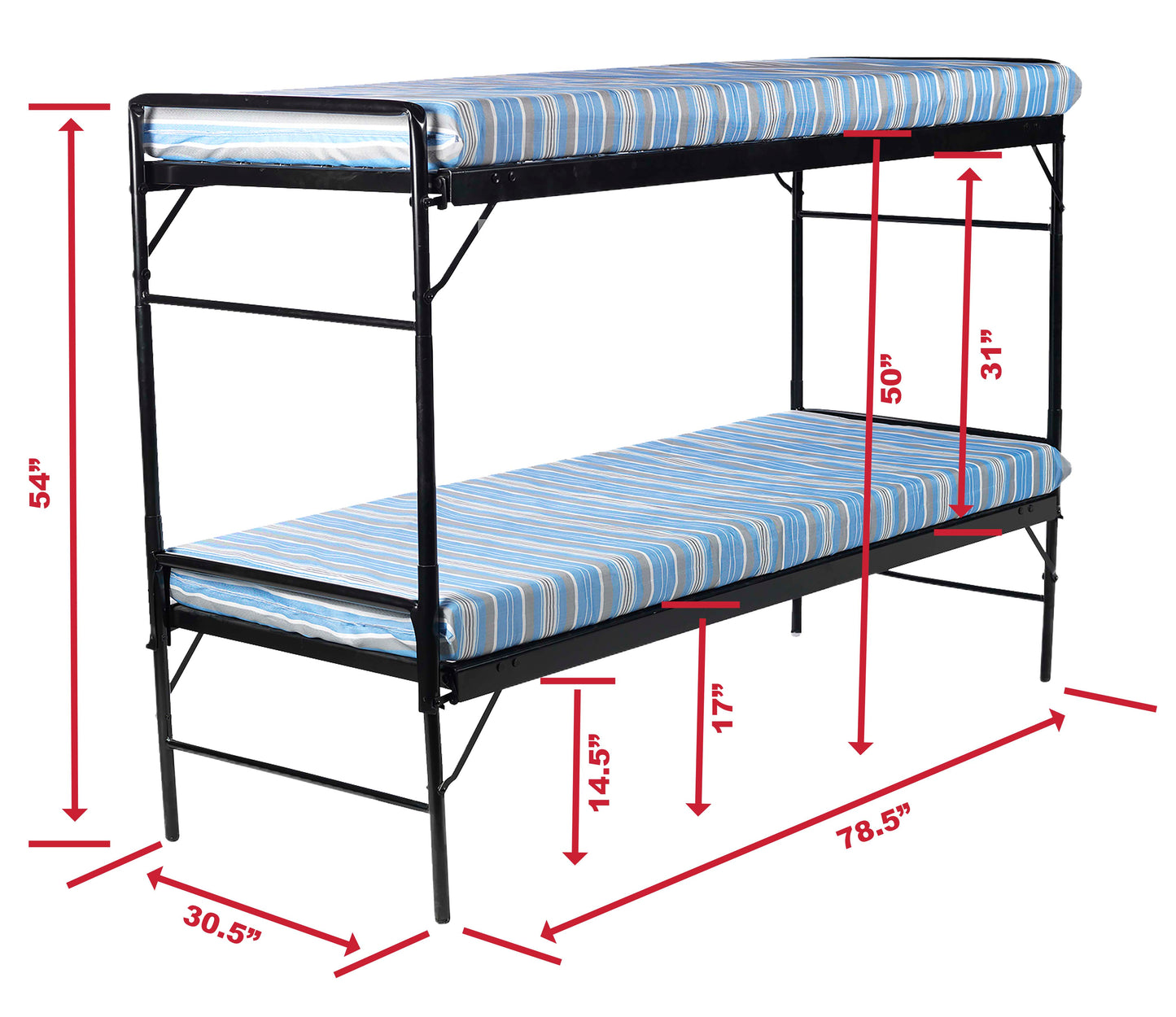 Army Style Steel Bunkbed With Mattresses.