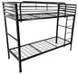 Black Angled Steel Camp Bunk Bed with Mattresses — Heavy-Duty Powder-Coated Frame