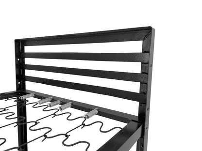 Black Angled Steel Camp Bunk Bed with Mattresses — Heavy-Duty Powder-Coated Frame