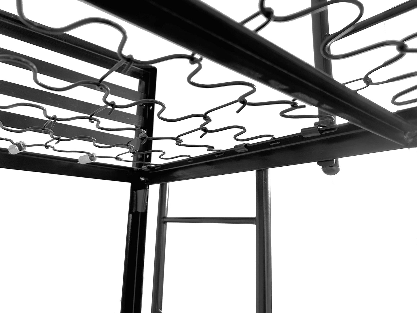 Black Angled Steel Camp Bunk Bed with Mattresses — Heavy-Duty Powder-Coated Frame