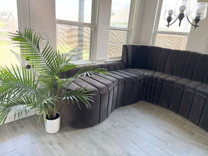 Extra-Long Two-Piece Curved Sectional Sofa – Silky Suede Fabric, Channel-Tufted Design