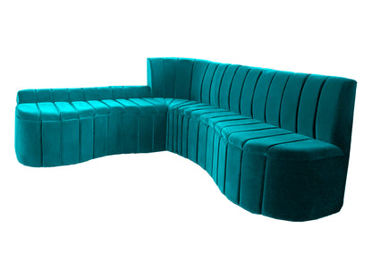 Extra-Long Two-Piece Curved Sectional Sofa – Silky Suede Fabric, Channel-Tufted Design