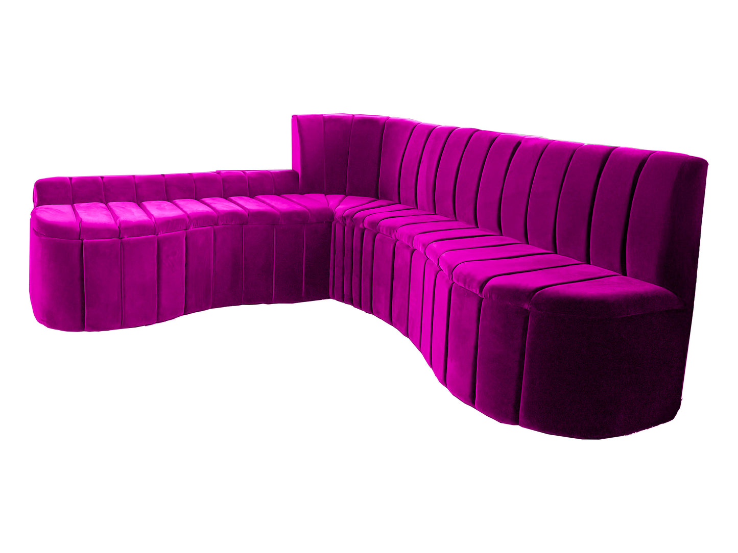 Extra-Long Two-Piece Curved Sectional Sofa – Silky Suede Fabric, Channel-Tufted Design