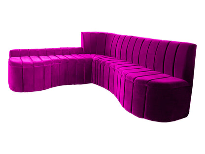 Extra-Long Two-Piece Curved Sectional Sofa – Silky Suede Fabric, Channel-Tufted Design