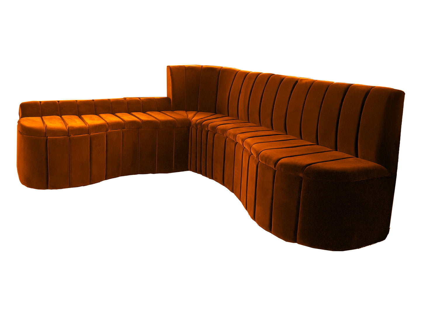 Extra-Long Two-Piece Curved Sectional Sofa – Silky Suede Fabric, Channel-Tufted Design