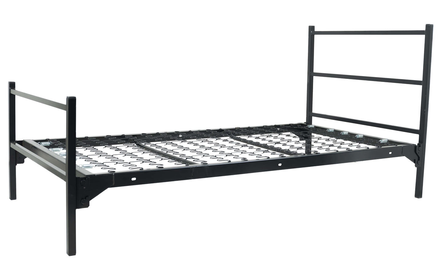 Military Square Tube Bunk-able Bed – Non-Adjustable, Black