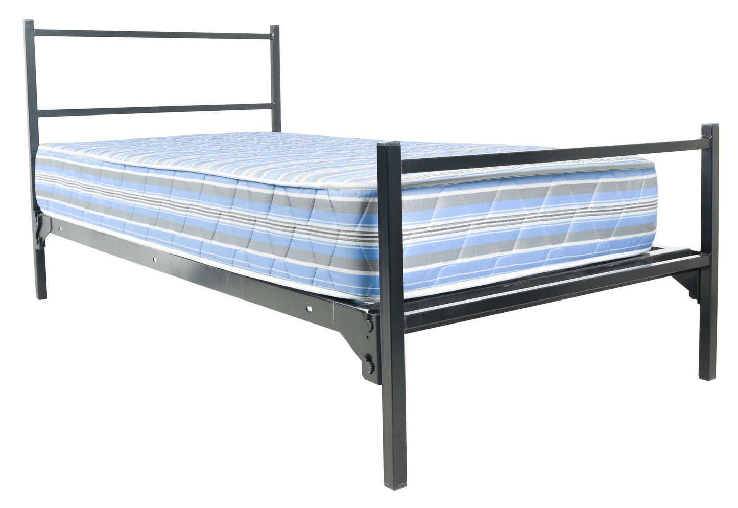 Military Square Tube Bunk-able Bed – Non-Adjustable, Black