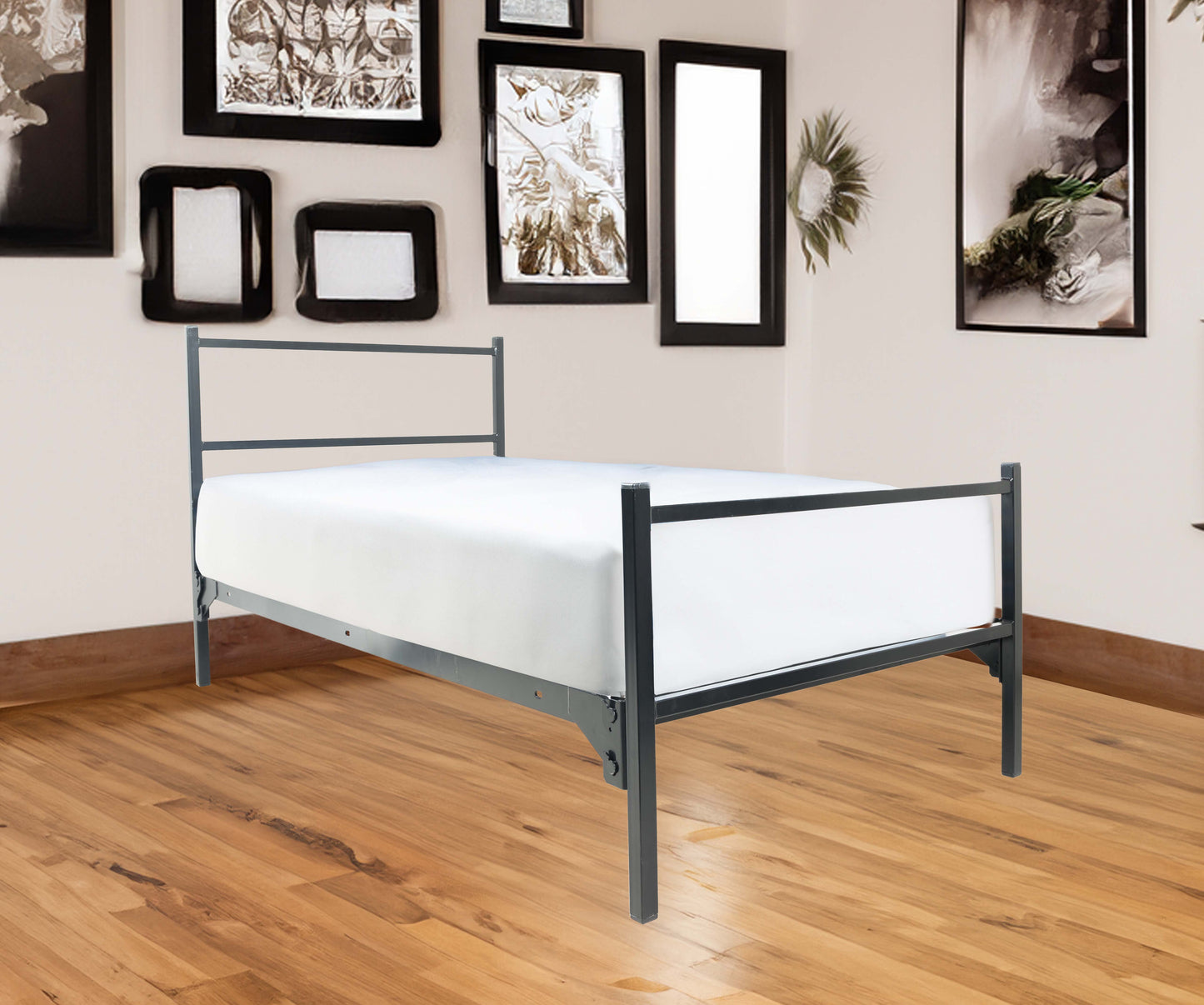 Military Square Tube Bunk-able Bed – Non-Adjustable, Black