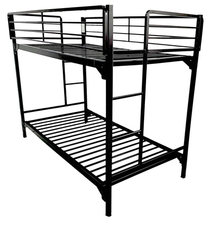 University Style Black Heavy Duty Steel Bunk Bed with Ladder Entrance