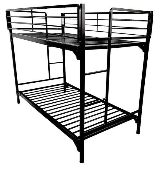 University Style Black Heavy Duty Steel Bunk Bed with Ladder Entrance