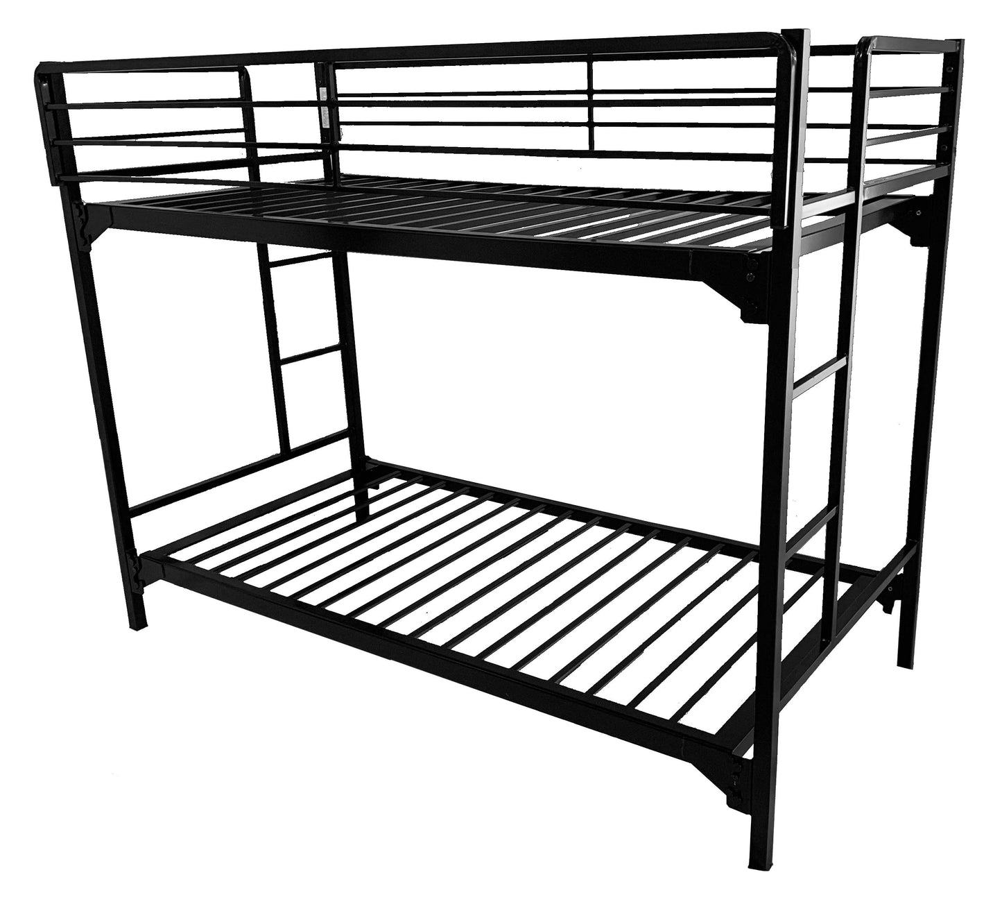 University Style Black Heavy Duty Steel Bunk Bed with Ladder Entrance