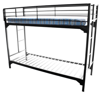 University Style Black Heavy Duty Steel Bunk Bed with Ladder Entrance