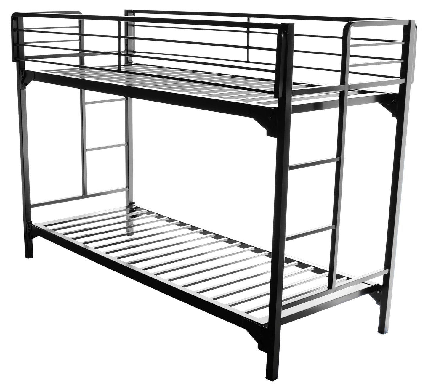 University Style Black Heavy Duty Steel Bunk Bed with Ladder Entrance