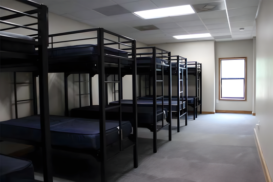 University Style Black Heavy Duty Steel Bunk Bed