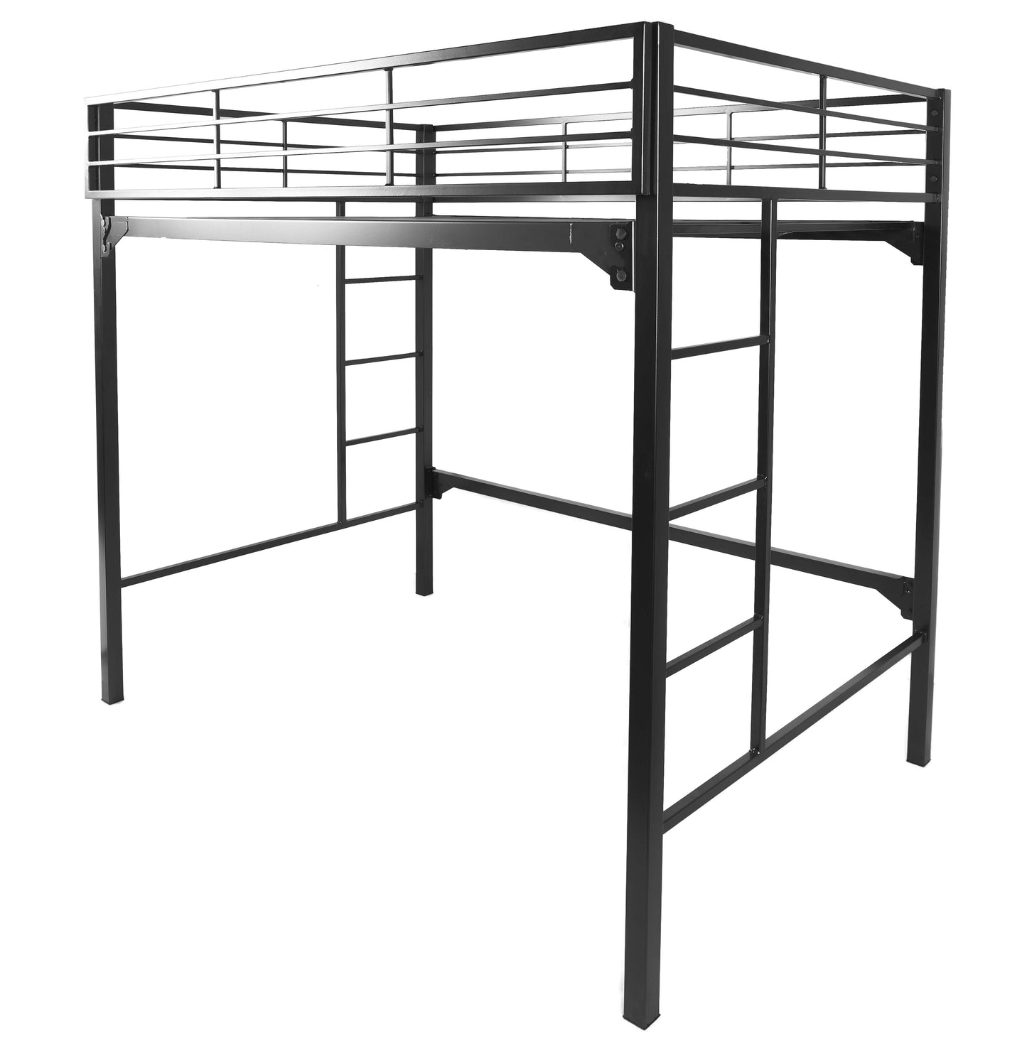 Heavy-Duty Steel University Loft Bed with Built-In Guardrails & Ladders