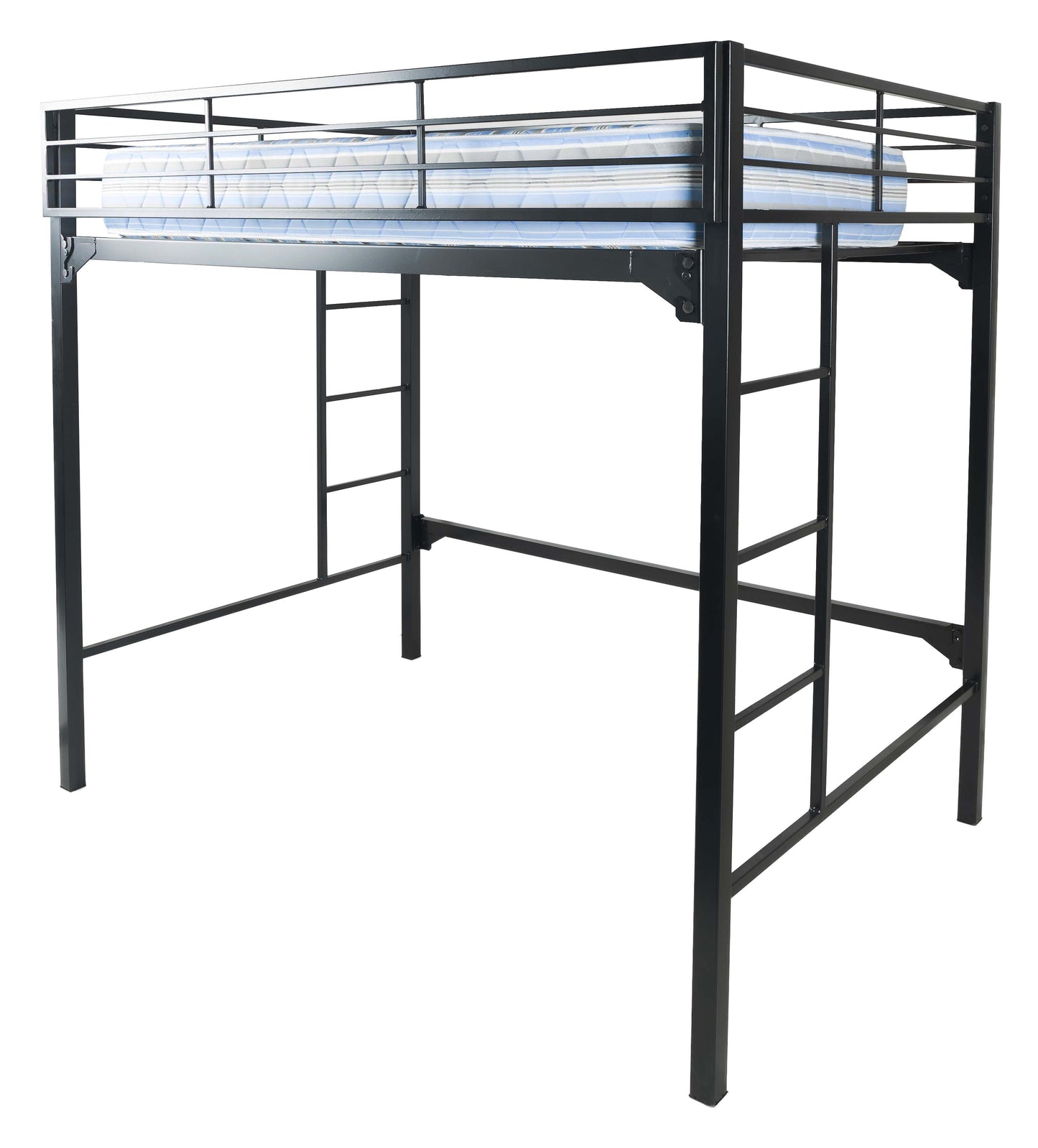 Heavy-Duty Steel University Loft Bed with Built-In Guardrails & Ladders