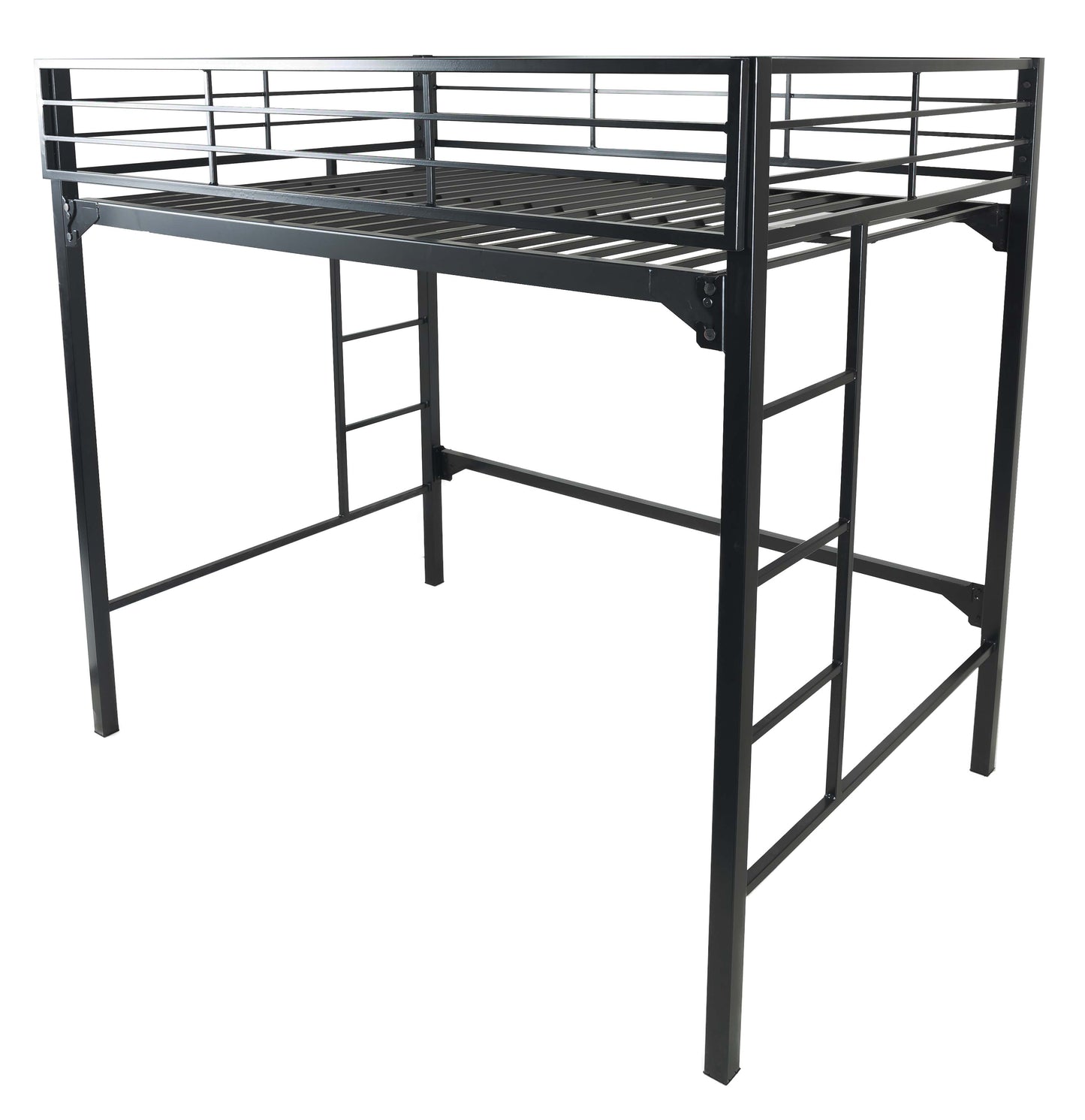 Heavy-Duty Steel University Loft Bed with Built-In Guardrails & Ladders
