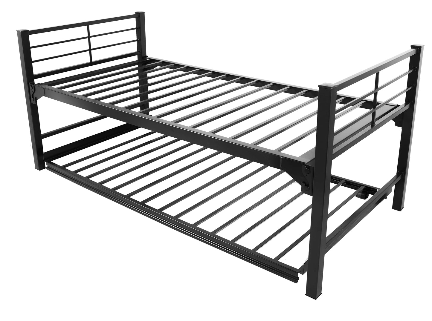 Heavy Duty Black Steel Twin Size University Bed & Trundle Set