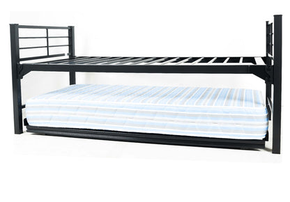 Heavy Duty Black Steel Twin Size University Bed & Trundle Set