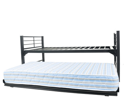 Heavy Duty Black Steel Twin Size University Bed & Trundle Set